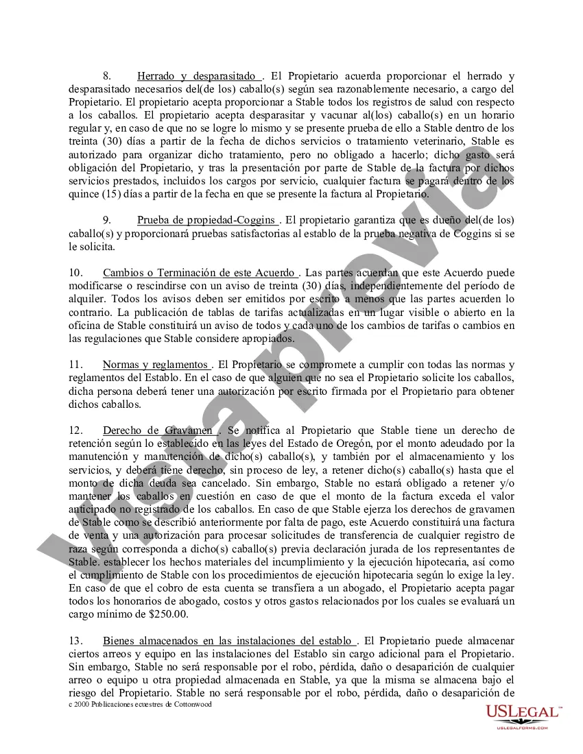 Preview Paquete de formularios equinos de caballos de Oregón