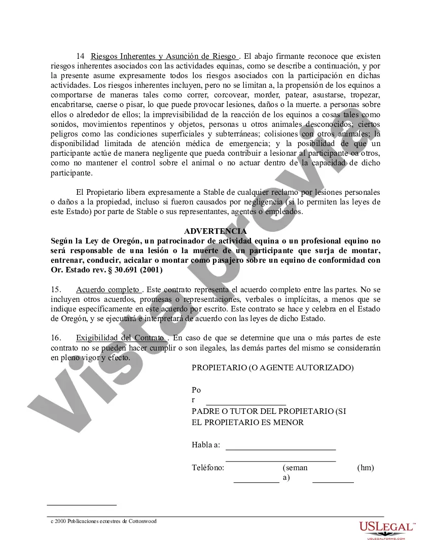 Preview Paquete de formularios equinos de caballos de Oregón