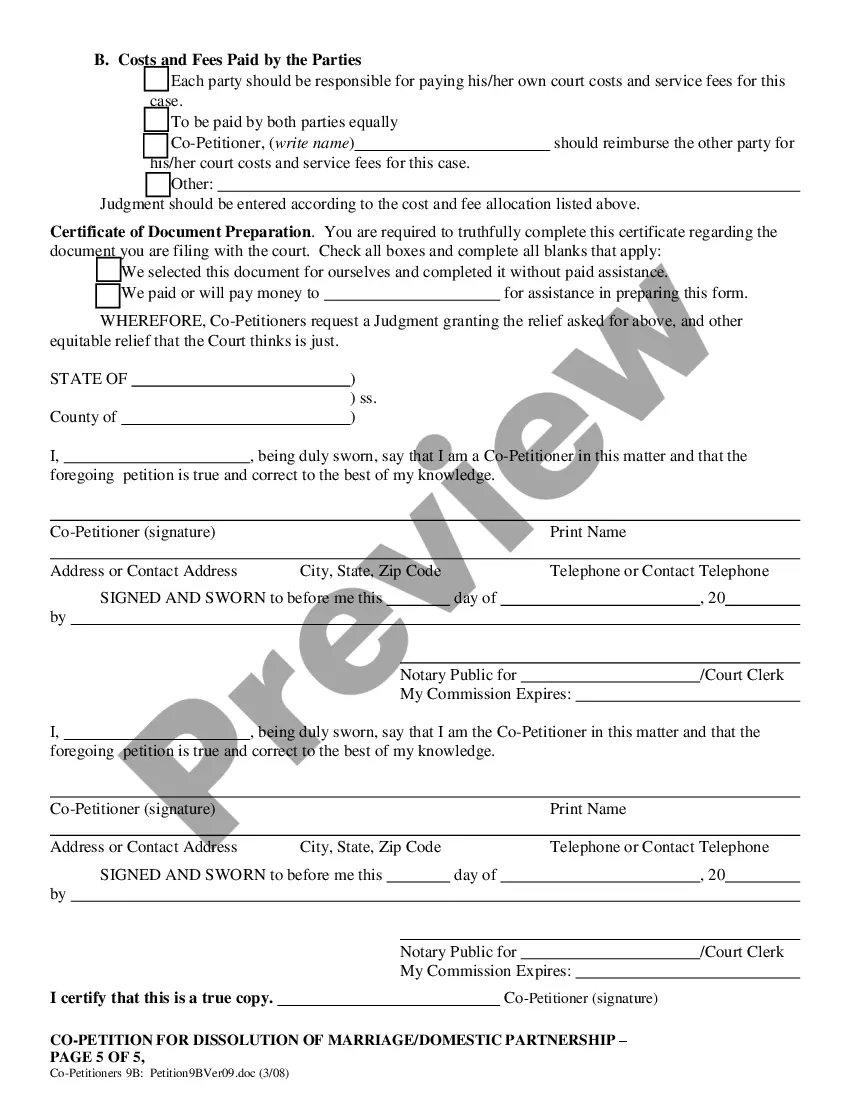 Get Co-Petition for Dissolution of Marriage Preview Co-Petition for Dissolution of Marriage