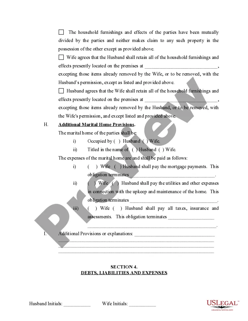 Preview Marital Domestic Separation and Property Settlement Agreement Minor Children Parties May have Joint Property or Debts effective Immediately