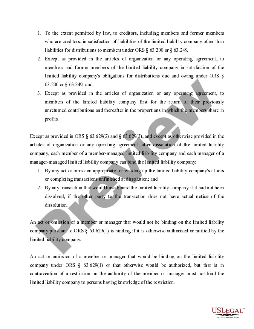 Get Oregon Dissolution Package to Dissolve Limited Liability Company LLC Preview Oregon Dissolution Package to Dissolve Limited Liability Company LLC