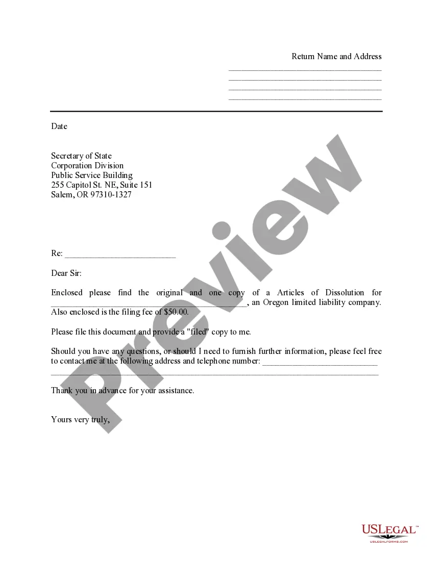 Get Oregon Dissolution Package to Dissolve Limited Liability Company LLC Preview Oregon Dissolution Package to Dissolve Limited Liability Company LLC