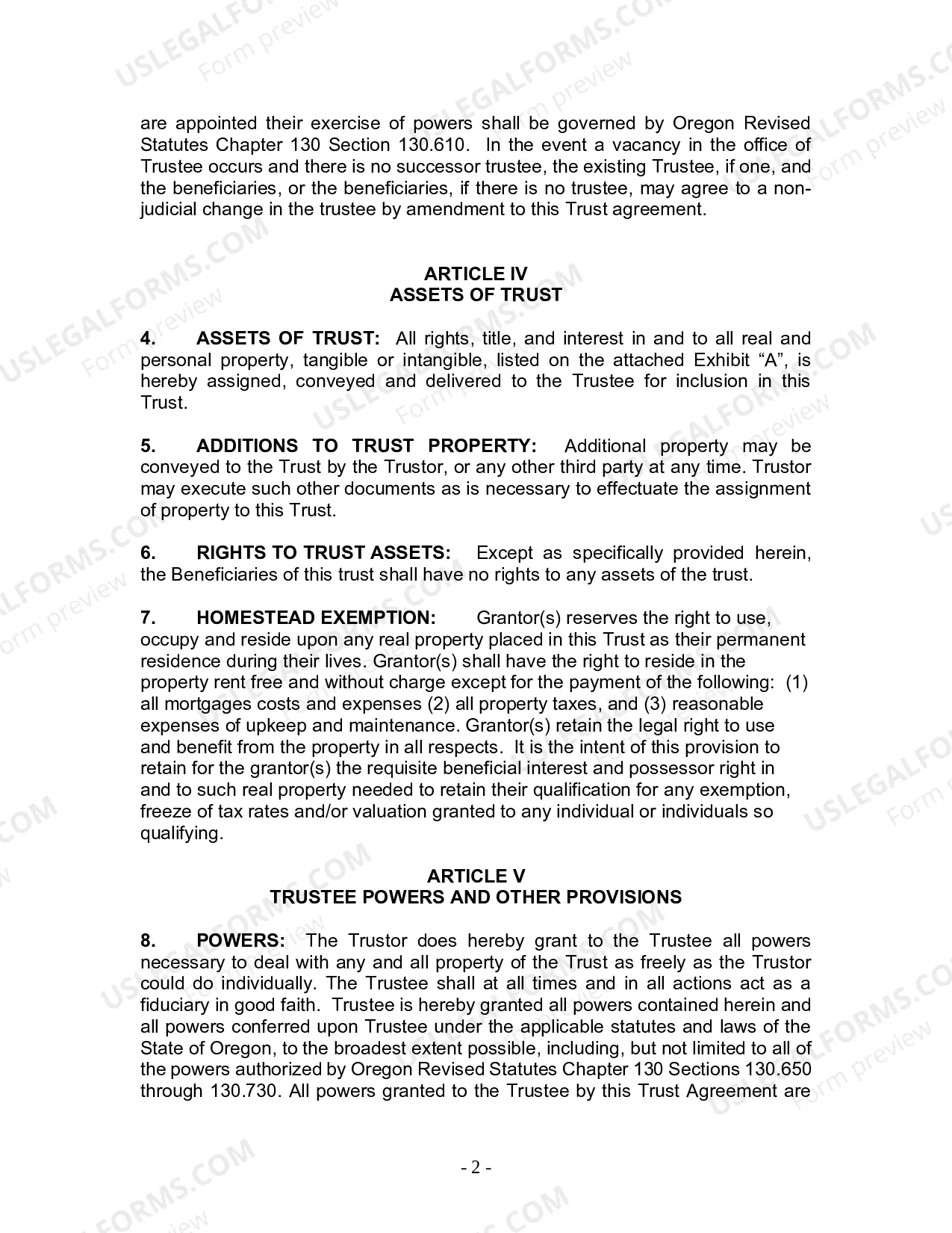 Preview Revocable Living Trust for Husband and Wife with No Children
