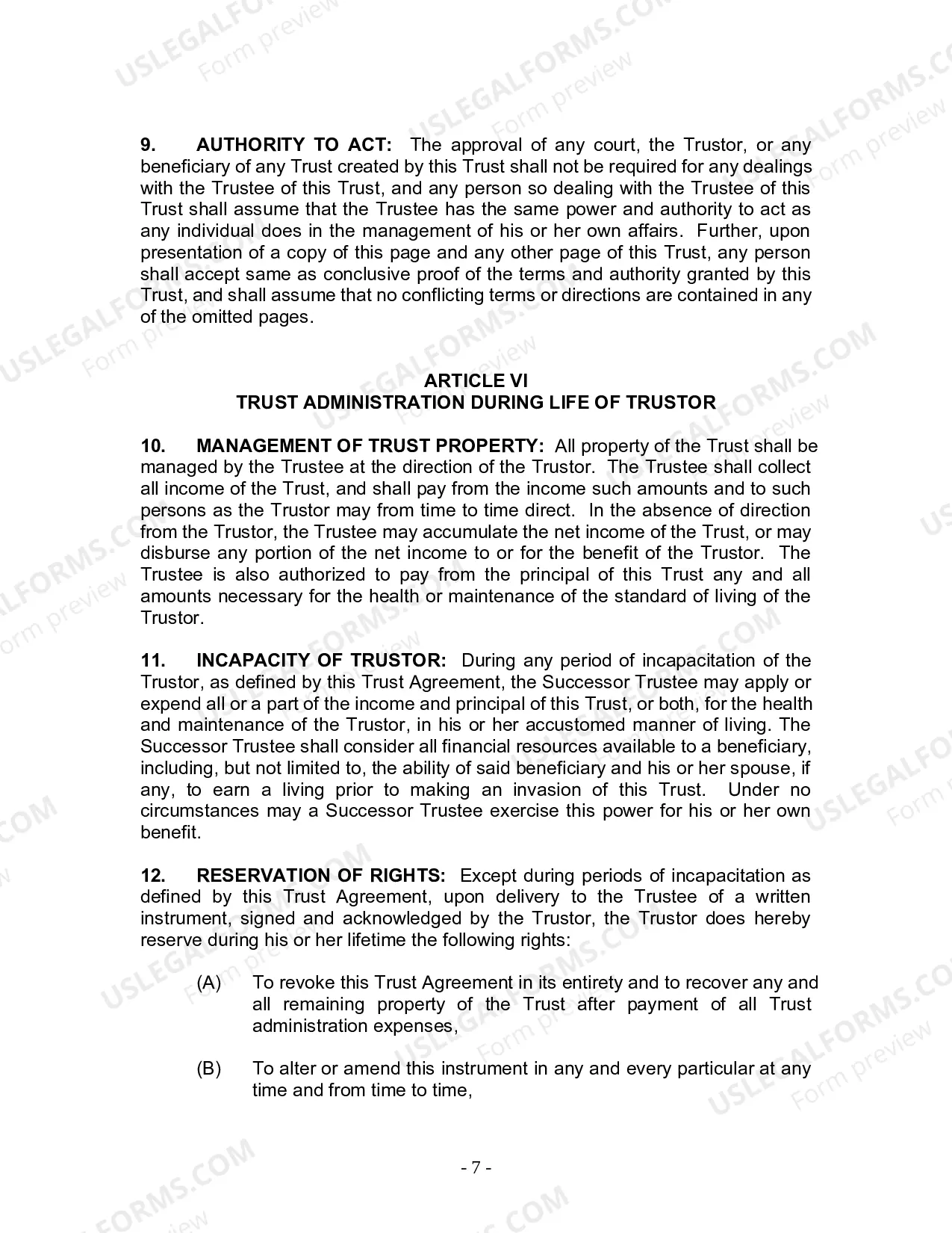 Preview Revocable Living Trust for Husband and Wife with No Children