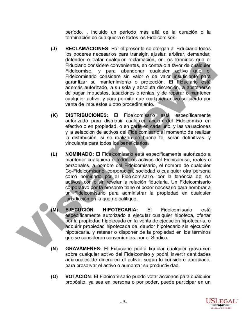 Preview Fideicomiso en Vida para Individuos Solteros, Divorciados o Viudos (o Viudos) sin Hijos