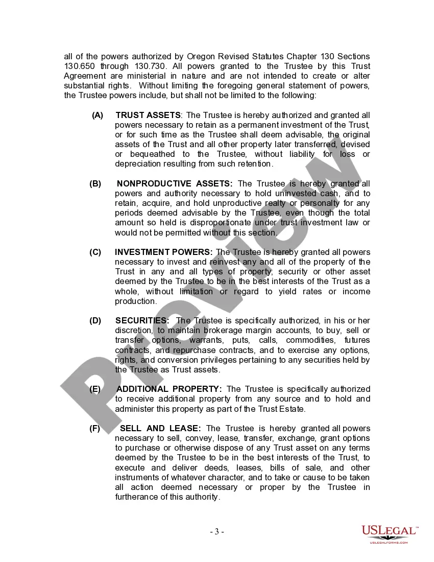 Preview Living Trust for Husband and Wife with Minor and or Adult Children