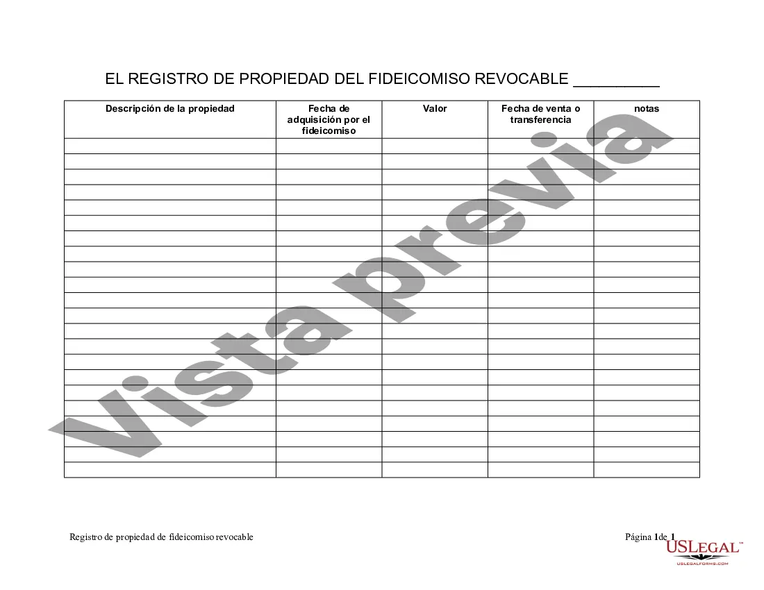 Preview Registro de propiedad de fideicomiso en vida