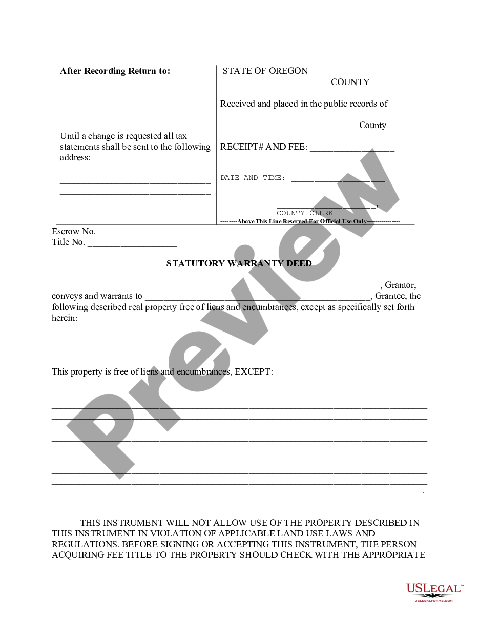 page 0 Statutory Warranty Deed preview
