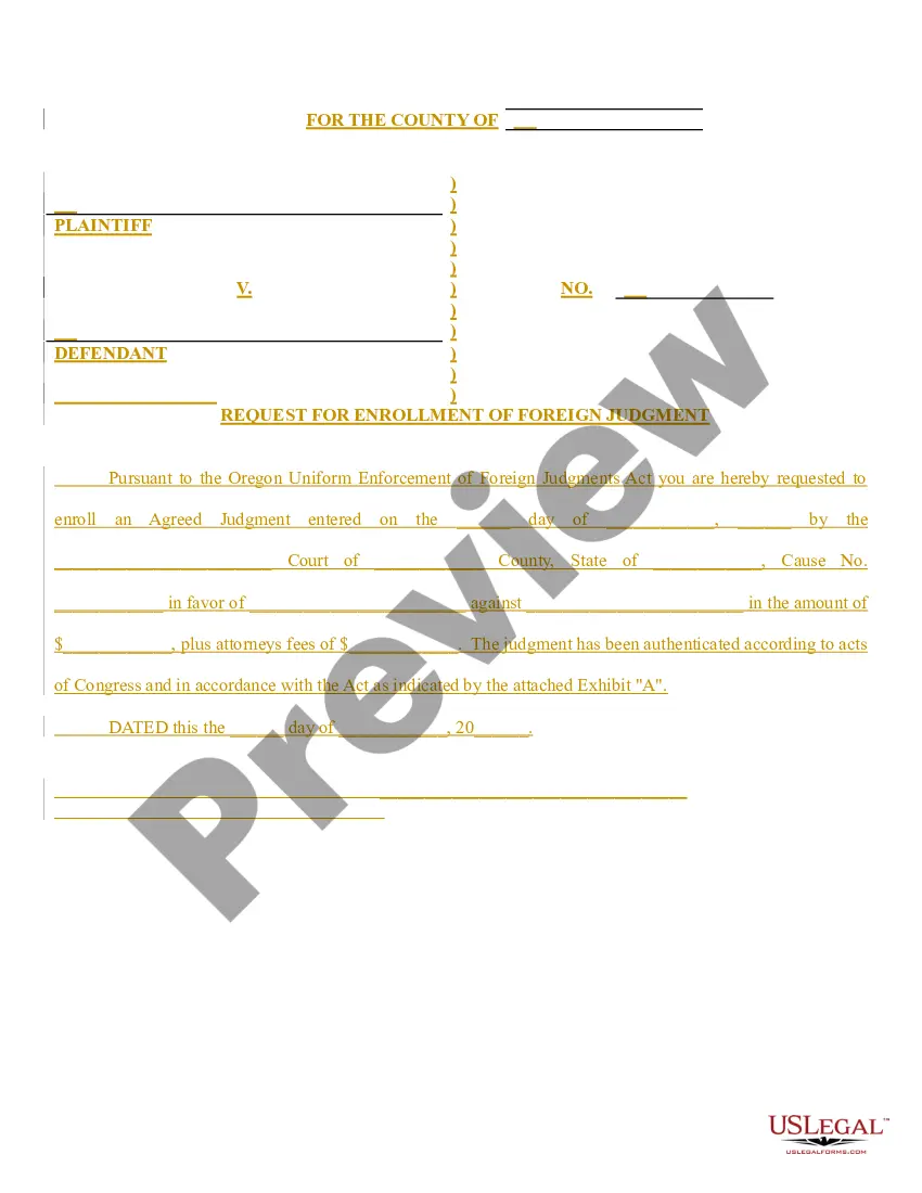 Get Oregon Foreign Judgment Enrollment Preview Oregon Foreign Judgment Enrollment