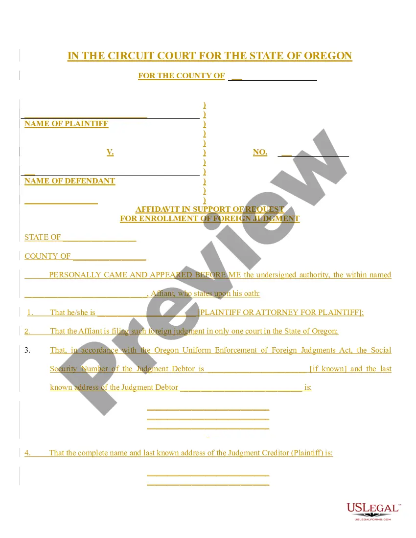 Get Oregon Foreign Judgment Enrollment Preview Oregon Foreign Judgment Enrollment