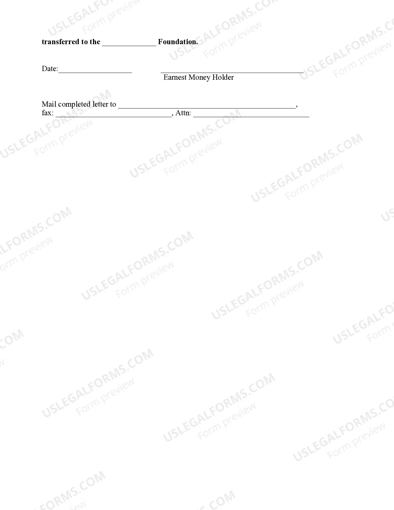 Preview Letter to Earnest Money Holder