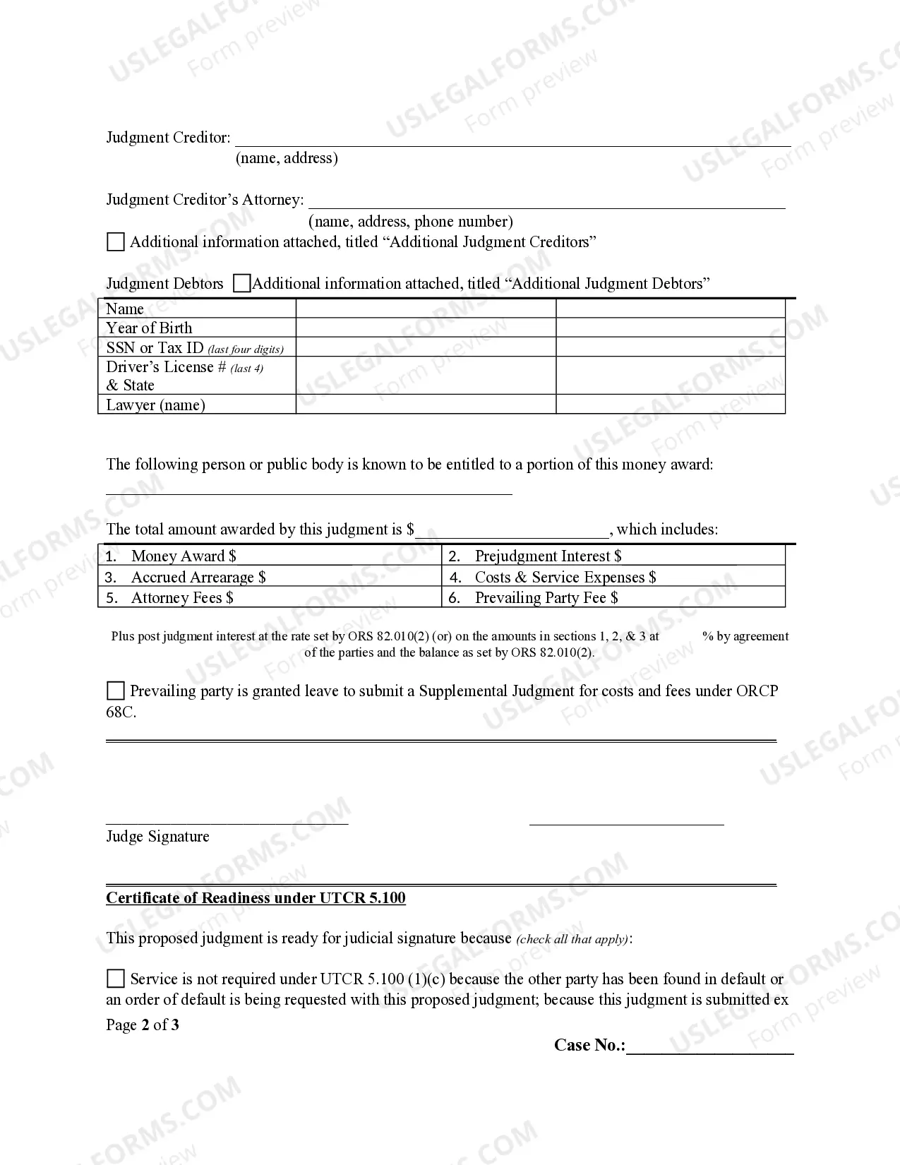 Preview Residential Eviction General Judgment and Money Award
