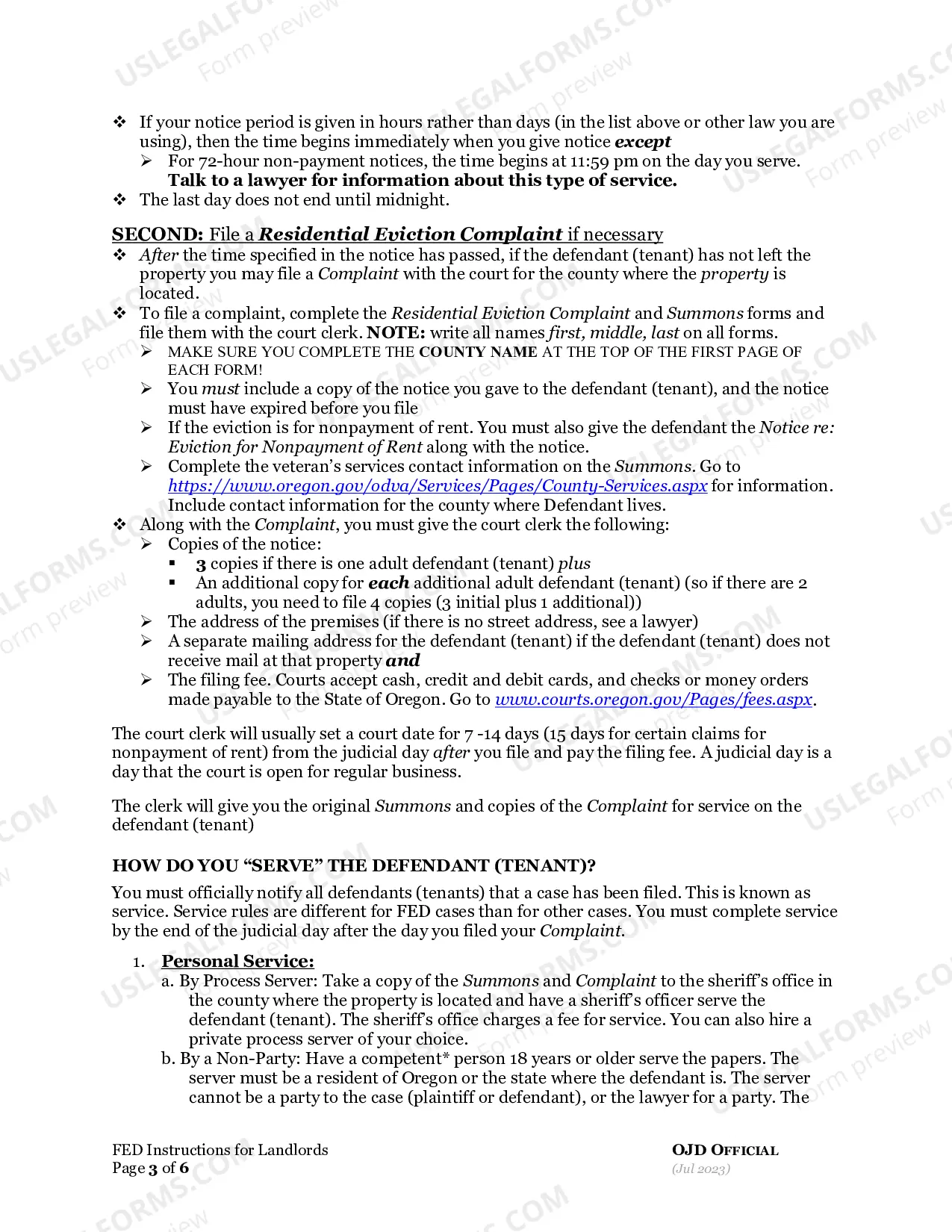 Preview Residential Eviction Instructions