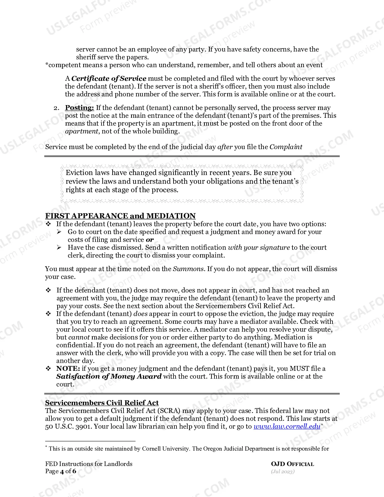 Preview Residential Eviction Instructions