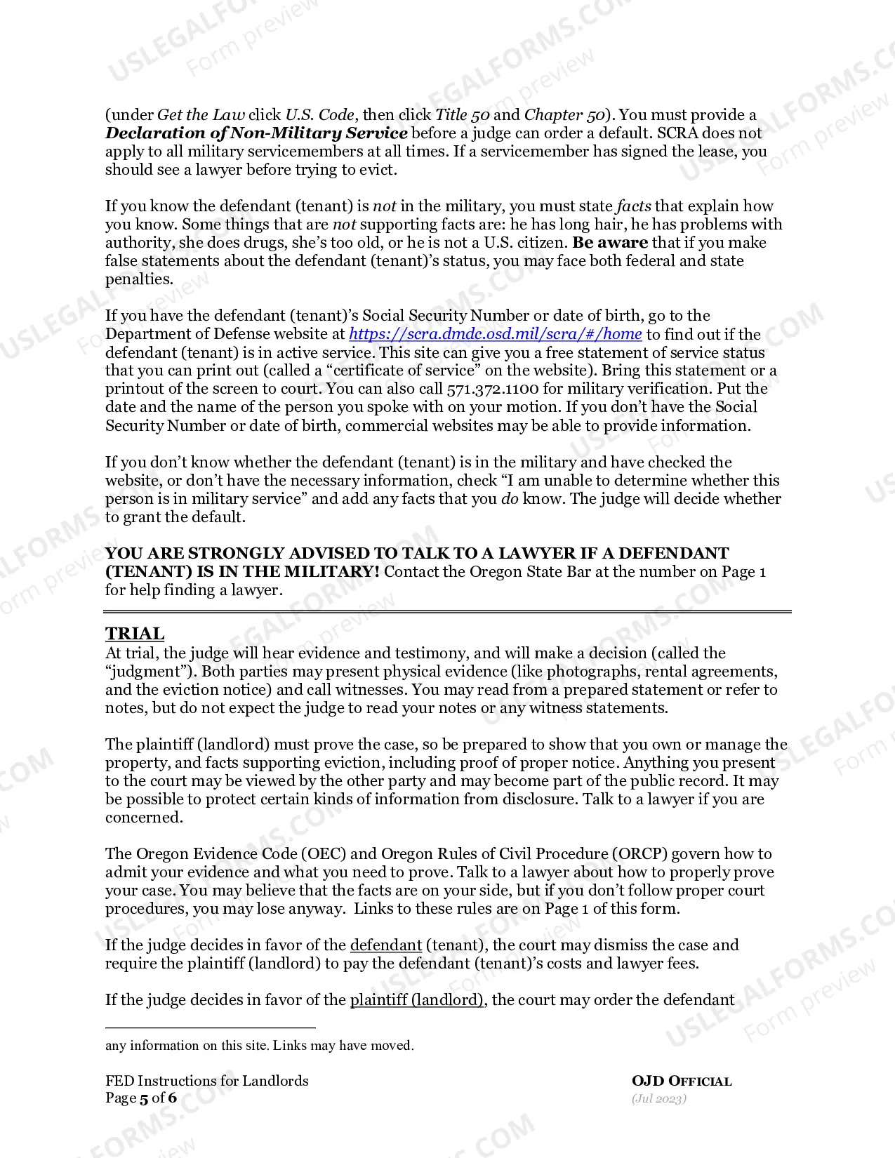 Preview Residential Eviction Instructions
