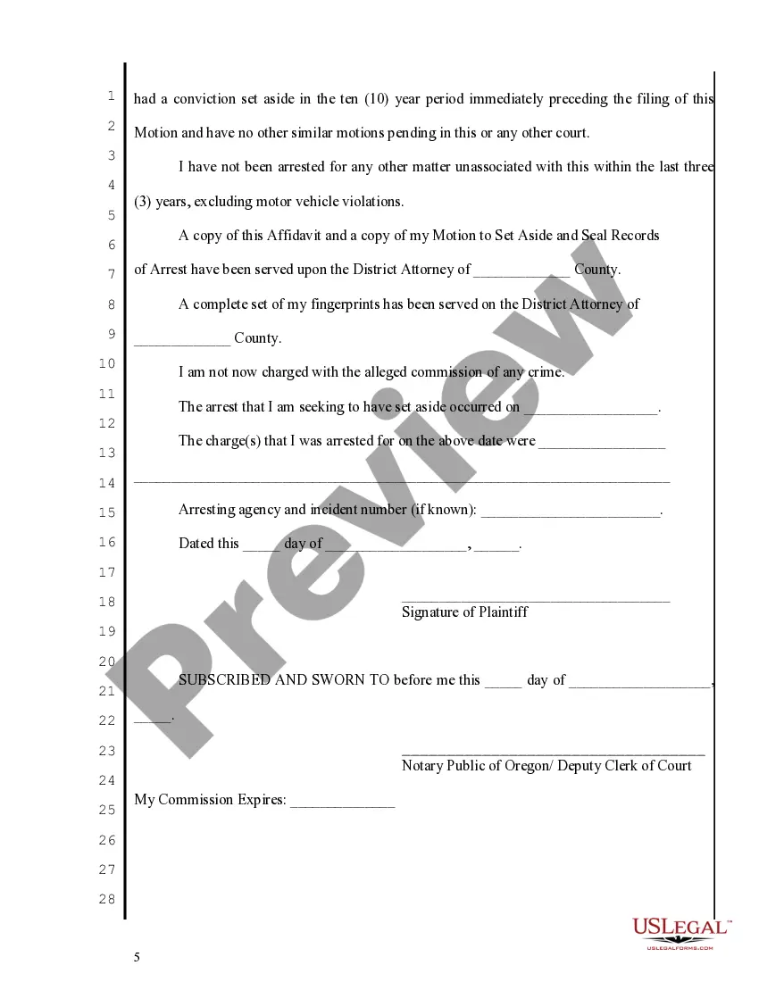 Preview Oregon Expungement Package - Arrested but not Charged