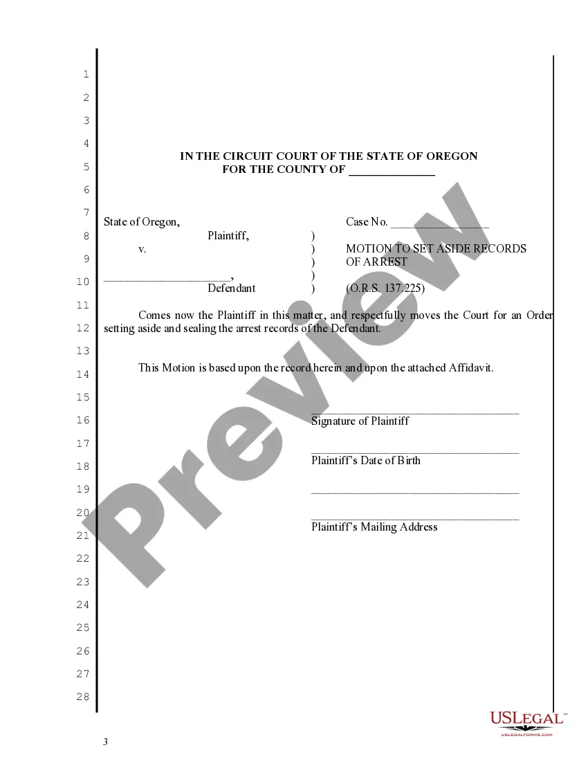 Preview Oregon Expungement Package - Acquitted