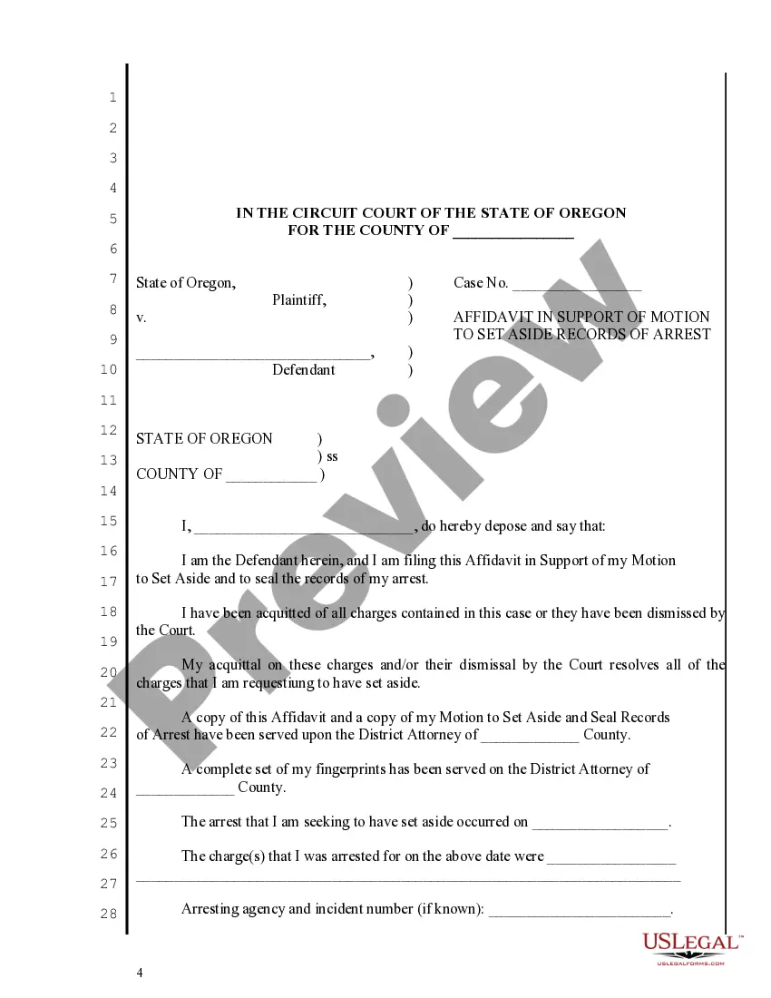 Preview Oregon Expungement Package - Acquitted