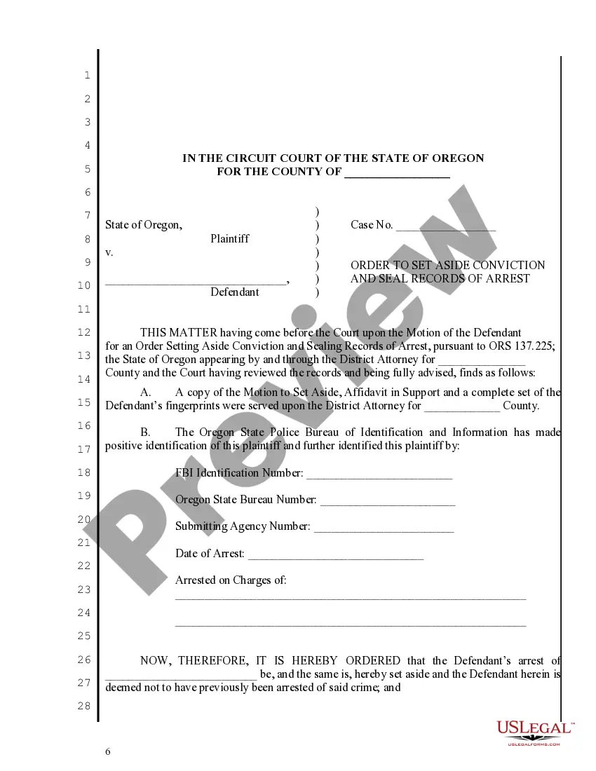 Preview Oregon Expungement Package - Acquitted