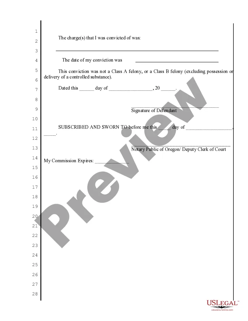 Preview Oregon Expungement Package - Convicted more than 3 years ago