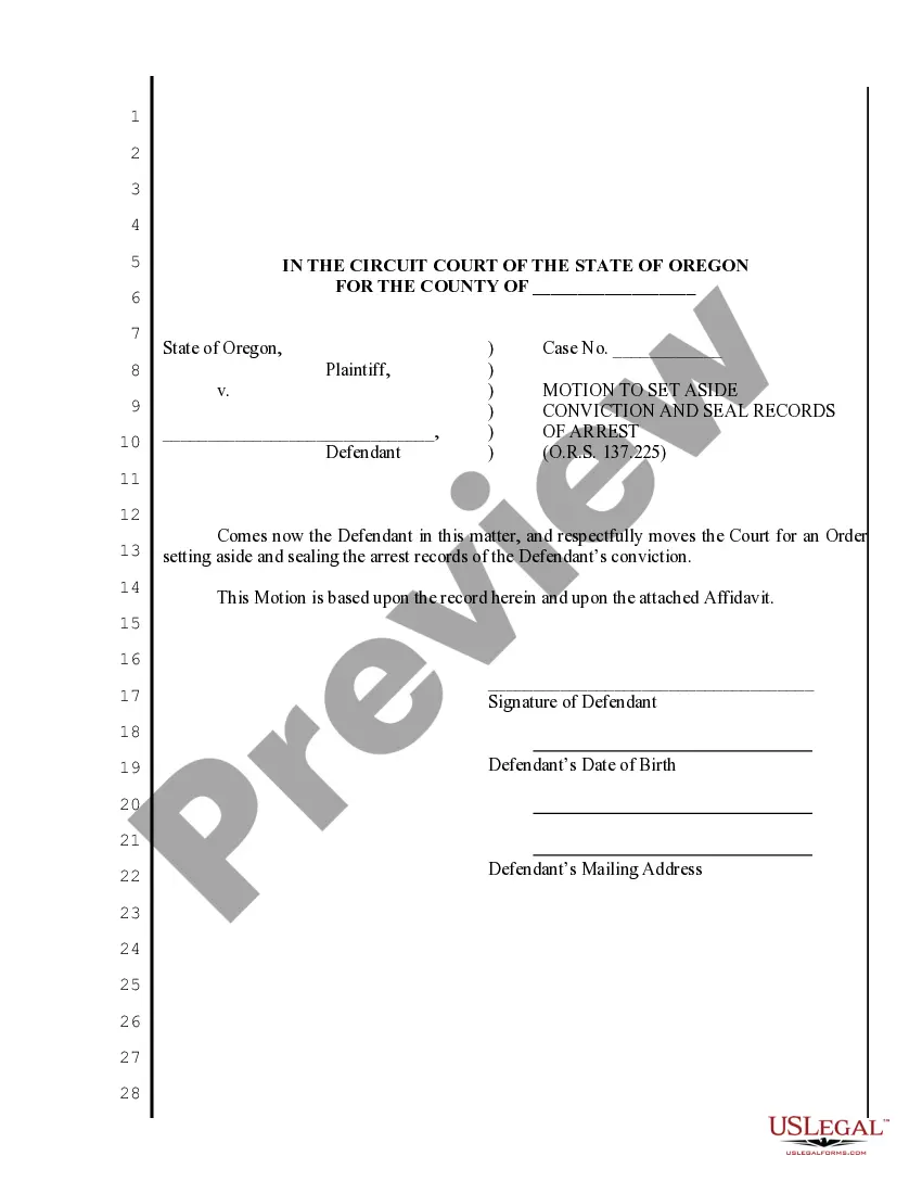Preview Oregon Expungement Package - Convicted more than 3 years ago