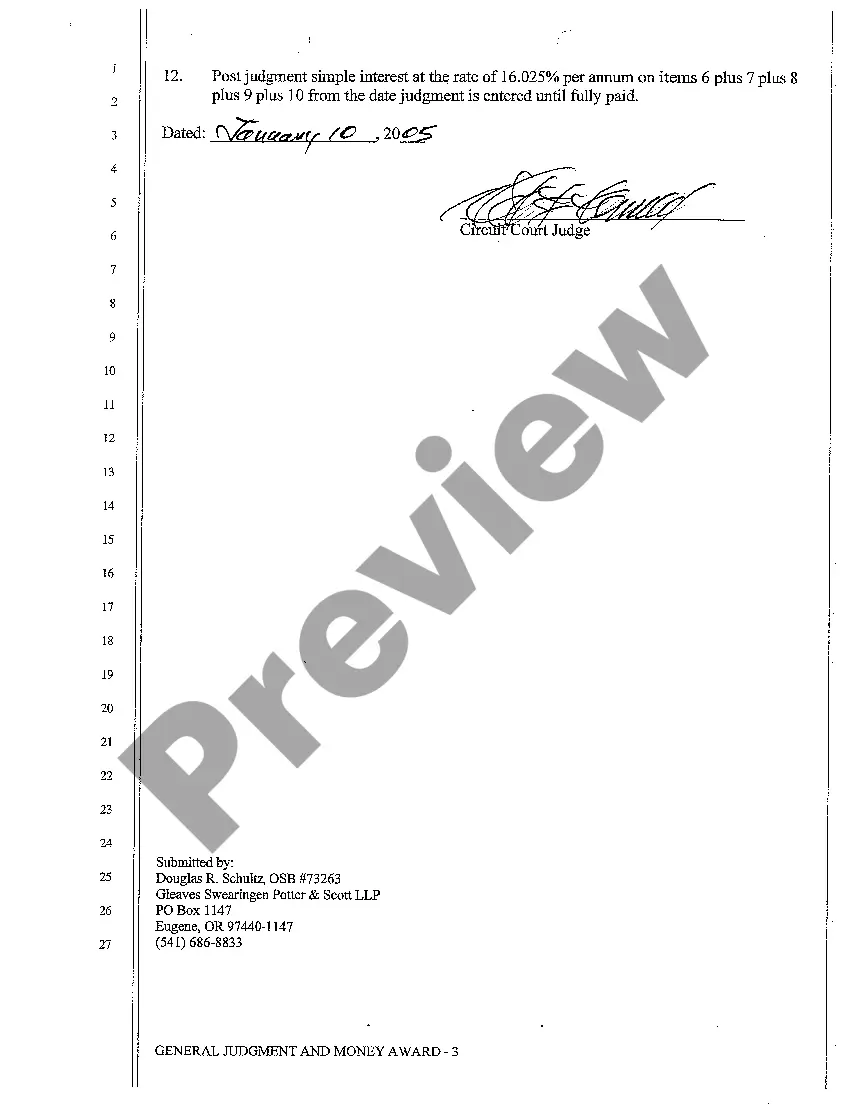 Get A11 General Judgment and Money Award Against Defendant Preview A11 General Judgment and Money Award Against Defendant