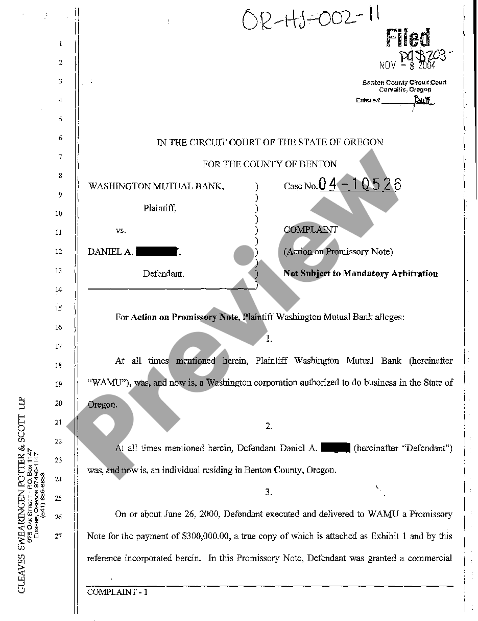 Oregon Promissory Note Form | US Legal Forms