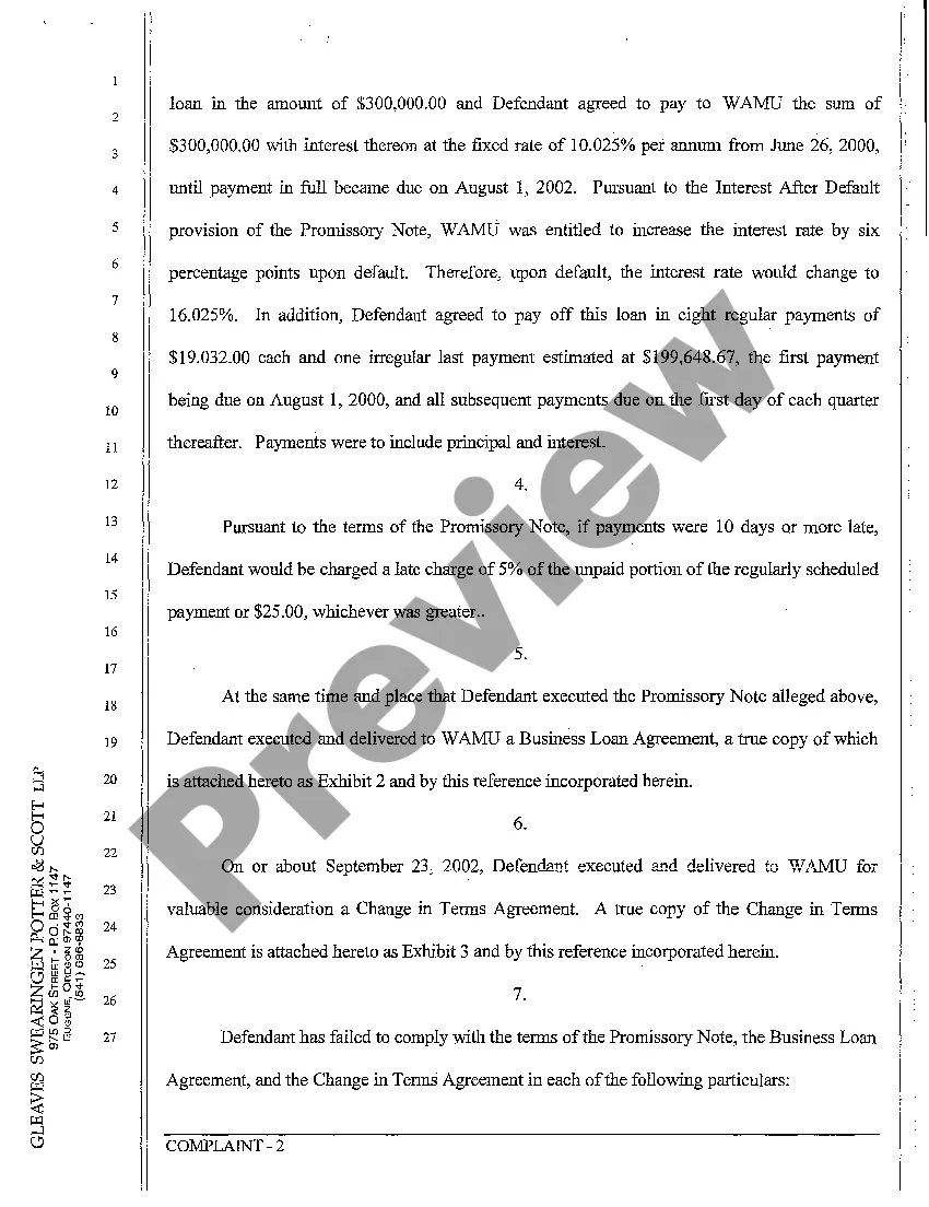 Get A01 Complaint - Action on Promissory Note Preview A01 Complaint - Action on Promissory Note