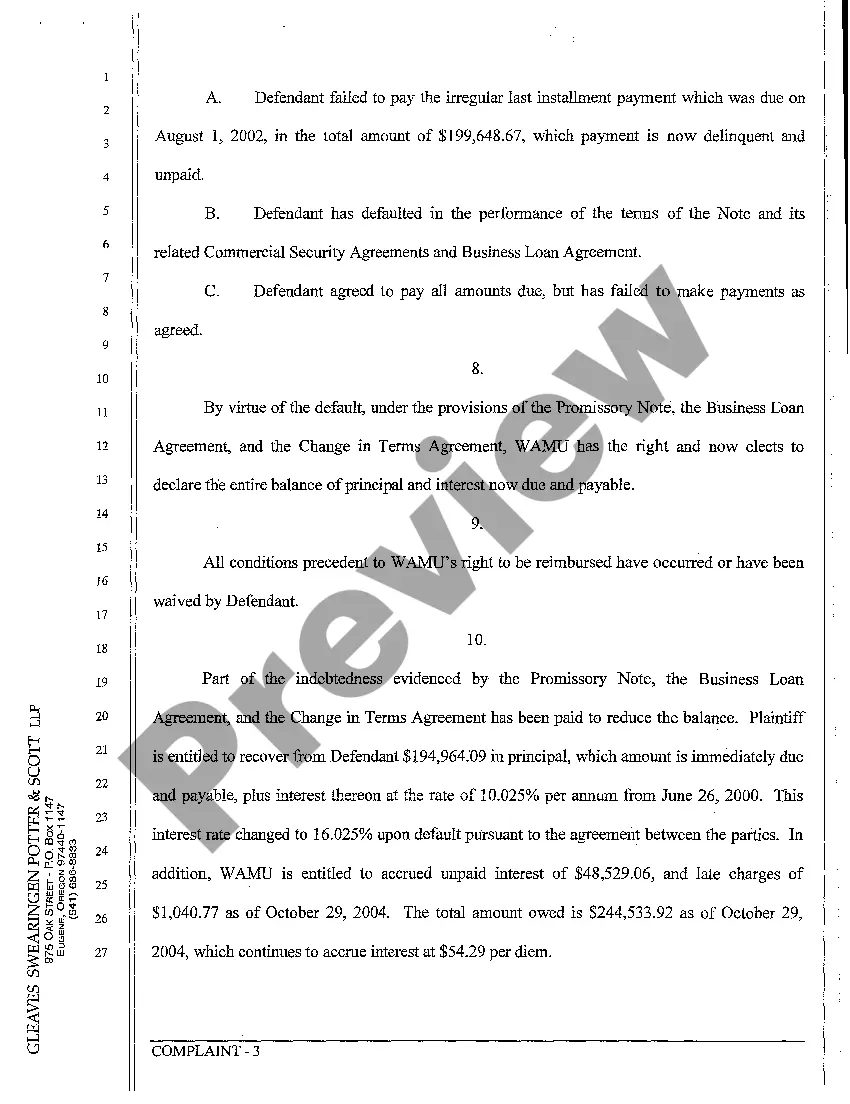 Get A01 Complaint - Action on Promissory Note Preview A01 Complaint - Action on Promissory Note