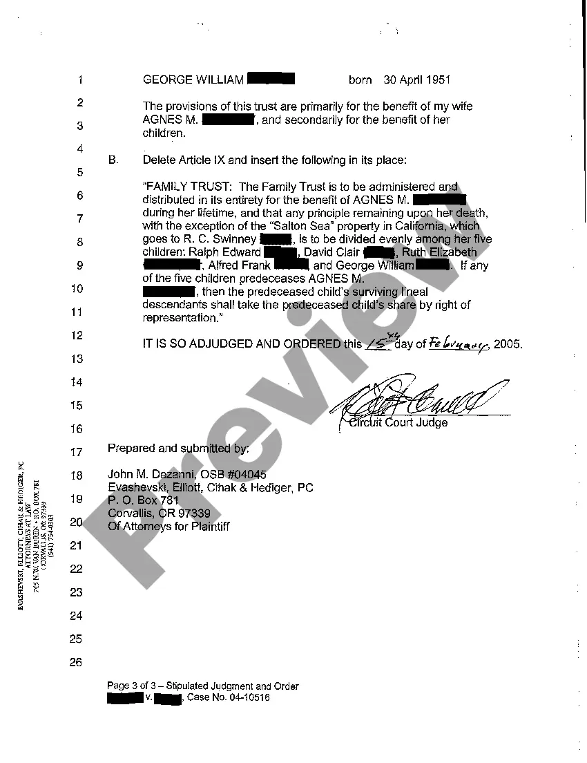 Preview A05 Stipulated Judgment and Order with Trust Modifications