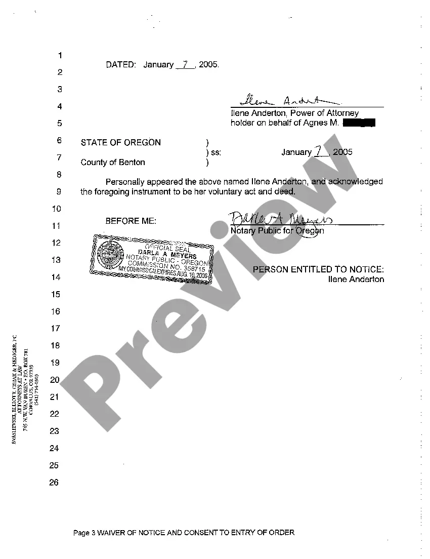 Get A04 Waiver of Notice and Consent to Entry of Order Preview A04 Waiver of Notice and Consent to Entry of Order