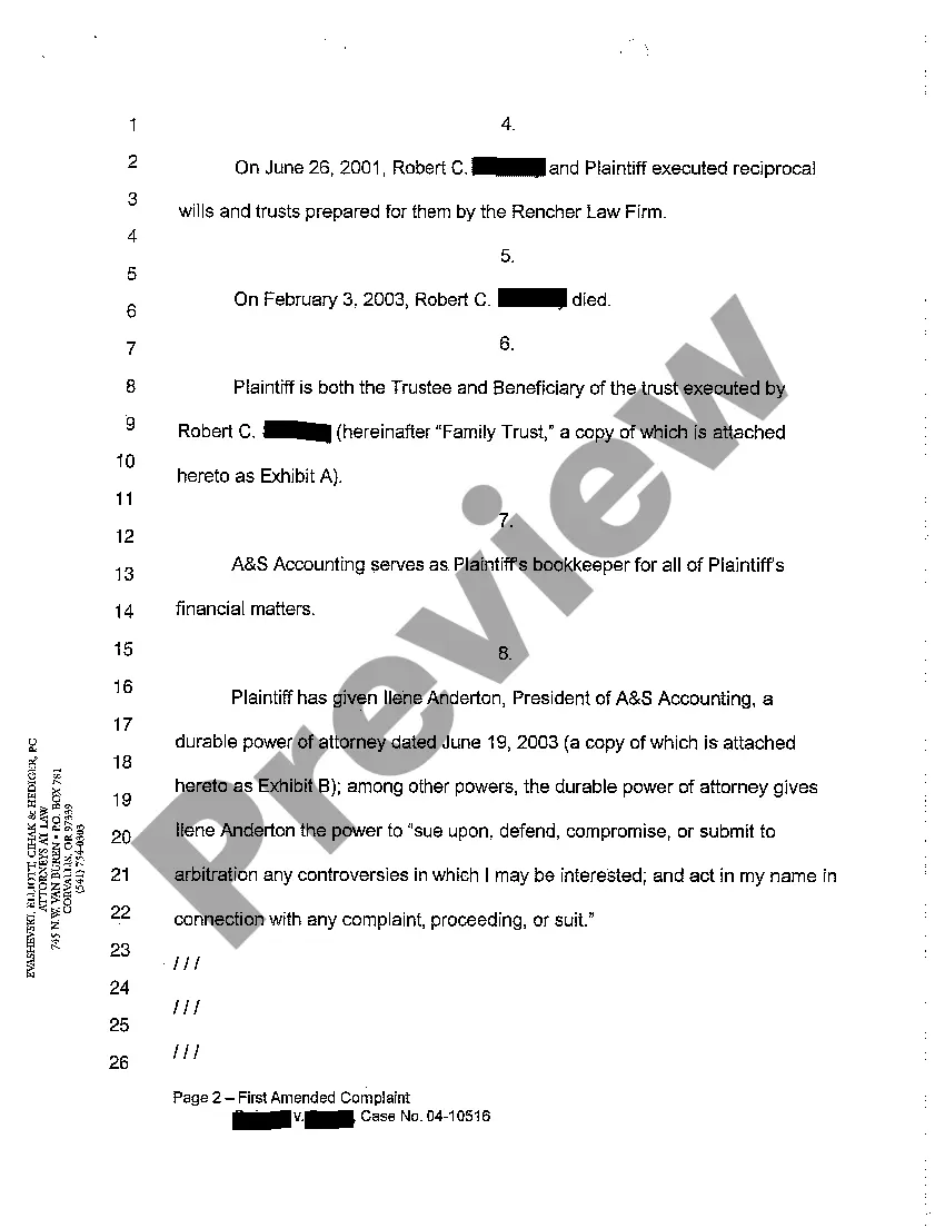 Get A03 First Amended Complaint for Declaratory Relief of Language Interpretation in Family Trust Preview A03 First Amended Complaint for Declaratory Relief of Language Interpretation in Family Trust