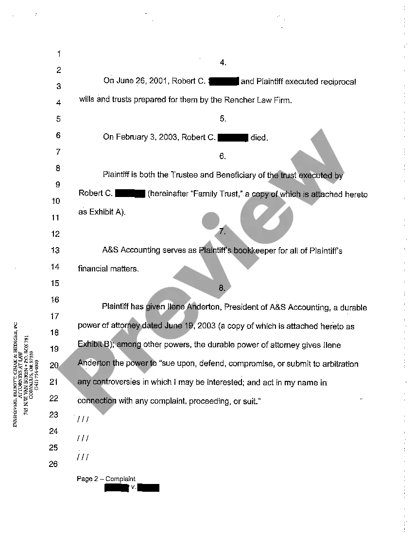 Get A01 Complaint for Declaratory Relief of Language Interpretation in Family Trust Preview A01 Complaint for Declaratory Relief of Language Interpretation in Family Trust
