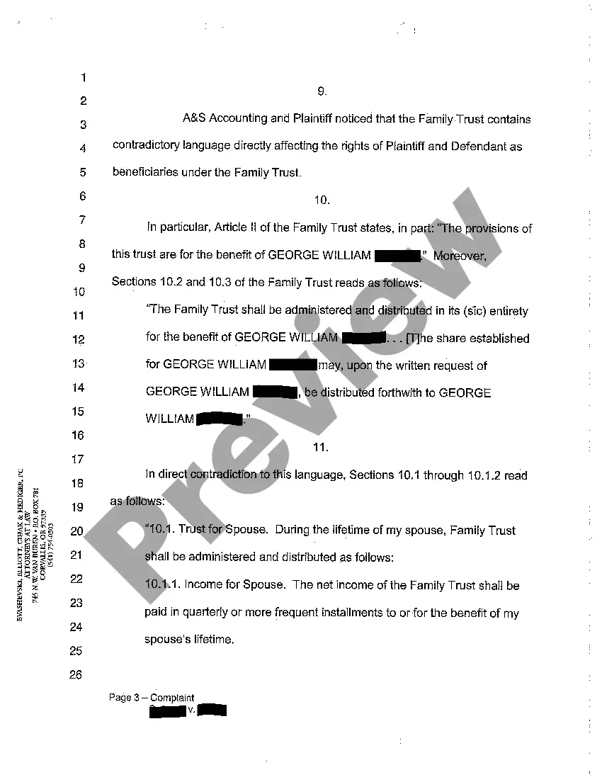 Get A01 Complaint for Declaratory Relief of Language Interpretation in Family Trust Preview A01 Complaint for Declaratory Relief of Language Interpretation in Family Trust