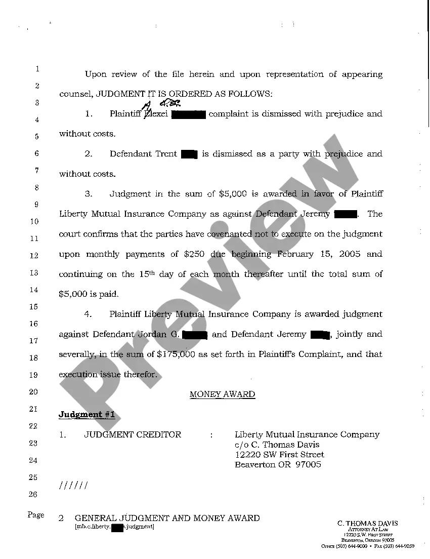 Get A12 General Judgment and Money Award Partially in Favor of Plaintiff Preview A12 General Judgment and Money Award Partially in Favor of Plaintiff