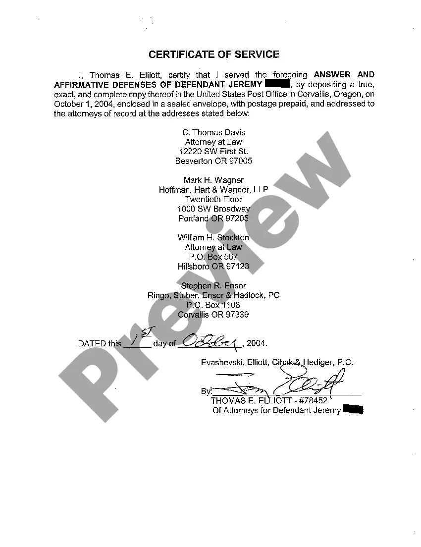 Preview A10 Answer and Affirmative Defenses of Another Defendant