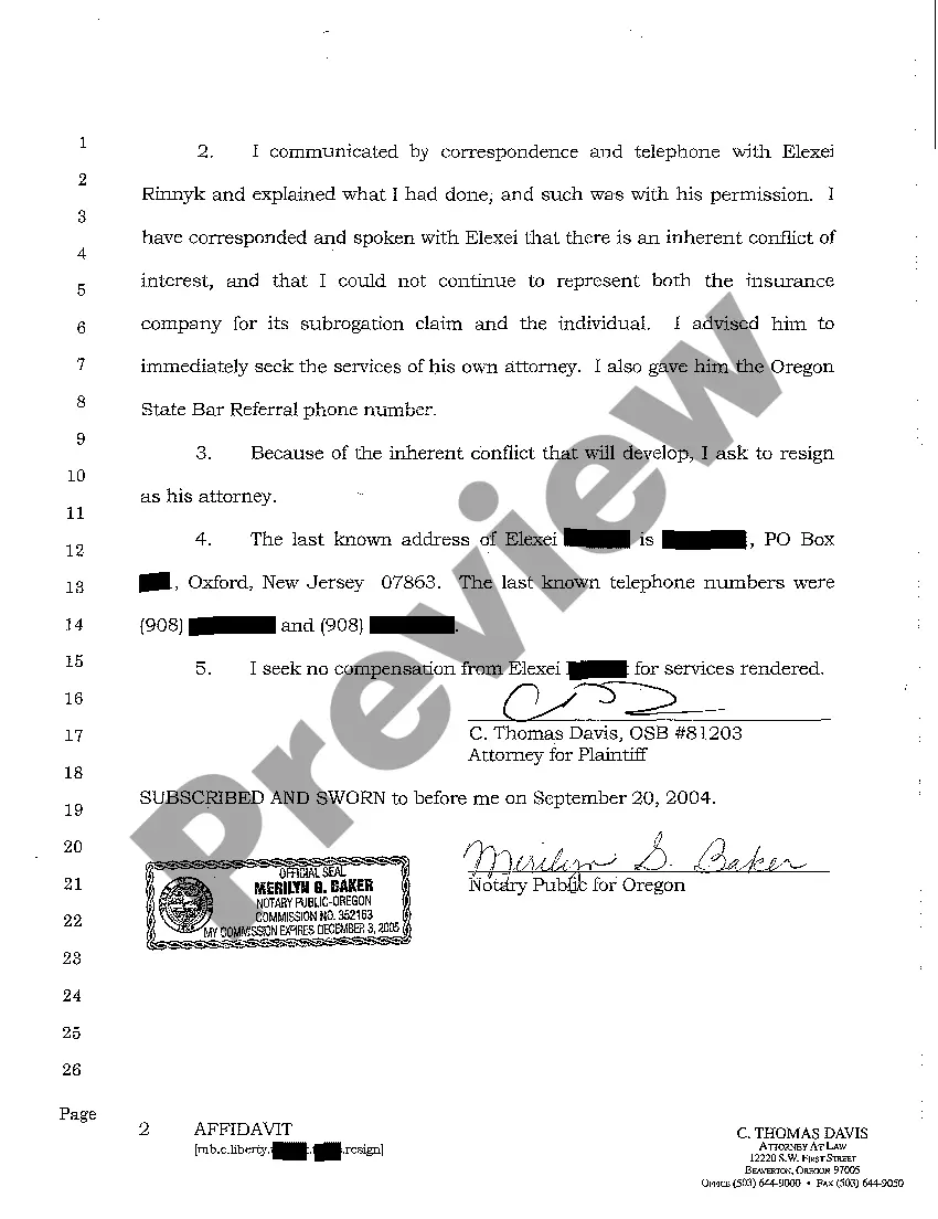 Preview A08 Affidavit of Receipt of Case Before Statute of Limitations