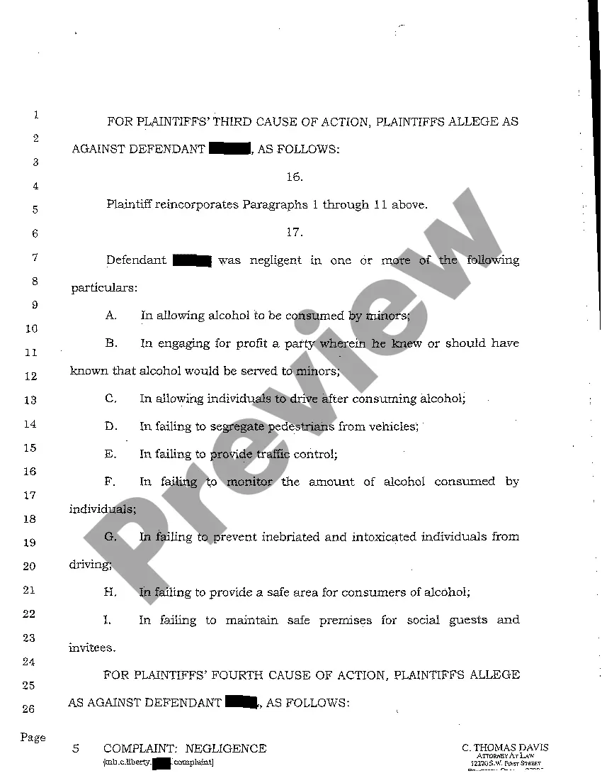 Preview A01 Complaint for Personal Injury to Pedestrian Due to Negligent Operation of Motor Vehicle