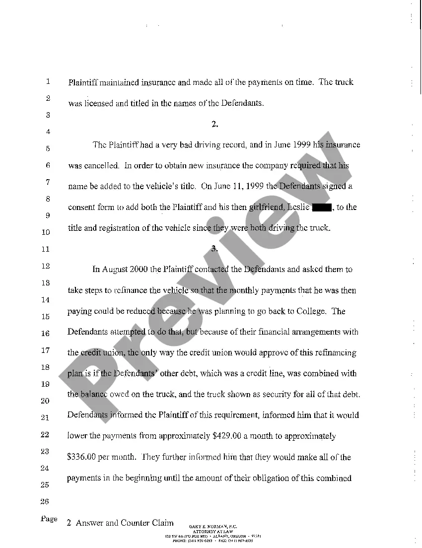 Preview A02 Answer and Counterclaim