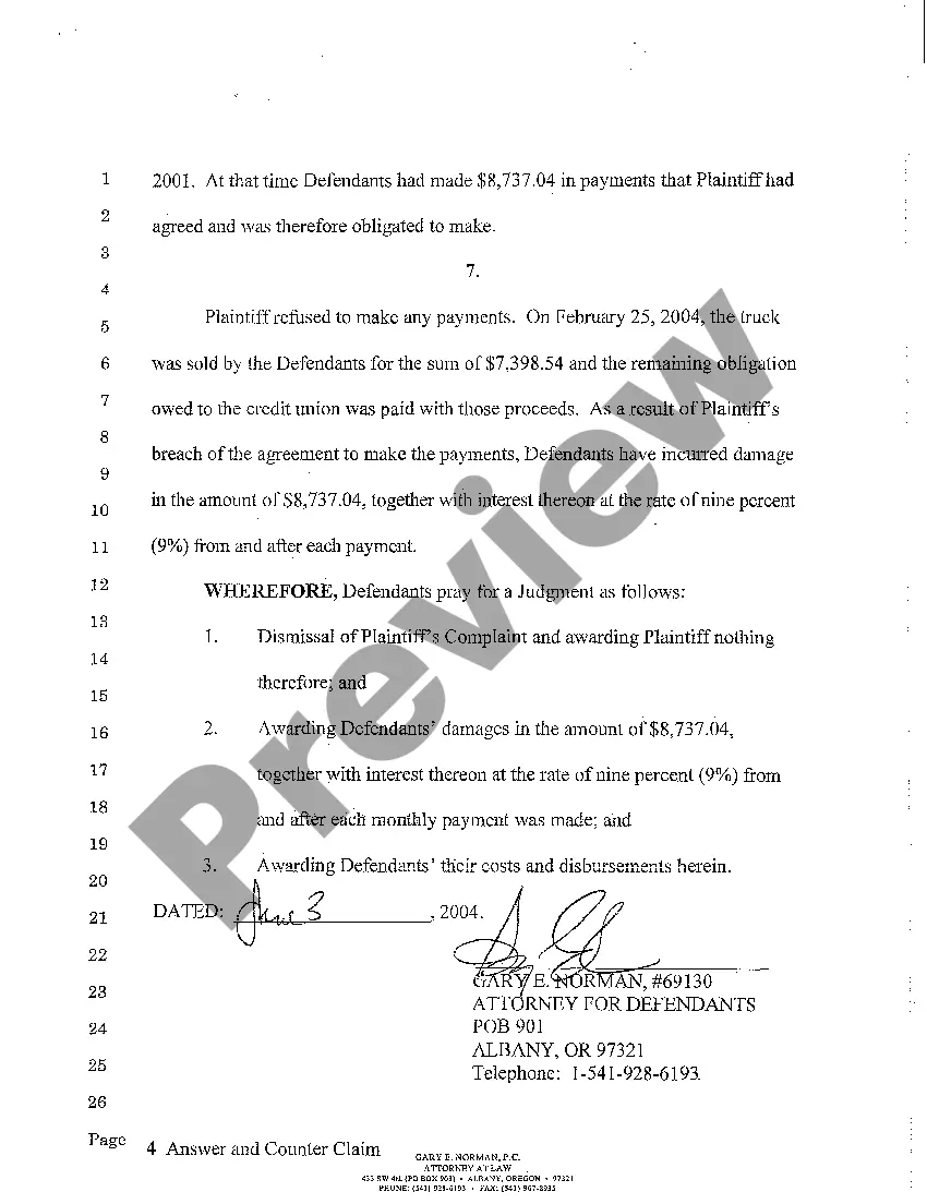 Preview A02 Answer and Counterclaim