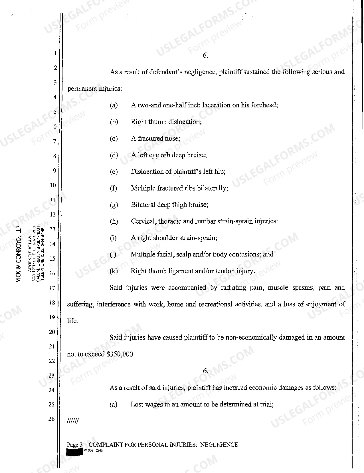 Preview A01 Complaint for Negligence in Scaffolding Construction Resulting in Personal Injury
