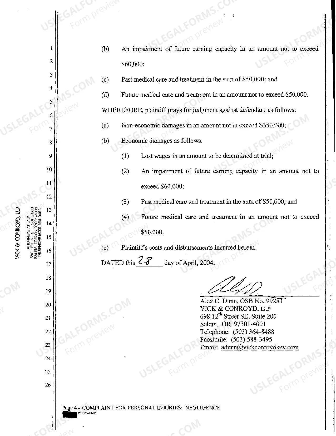 Preview A01 Complaint for Negligence in Scaffolding Construction Resulting in Personal Injury