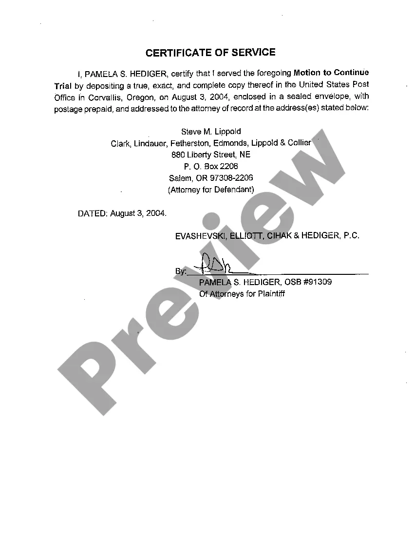 Preview A05 Affidavit in Support of Motion to Continue Trial