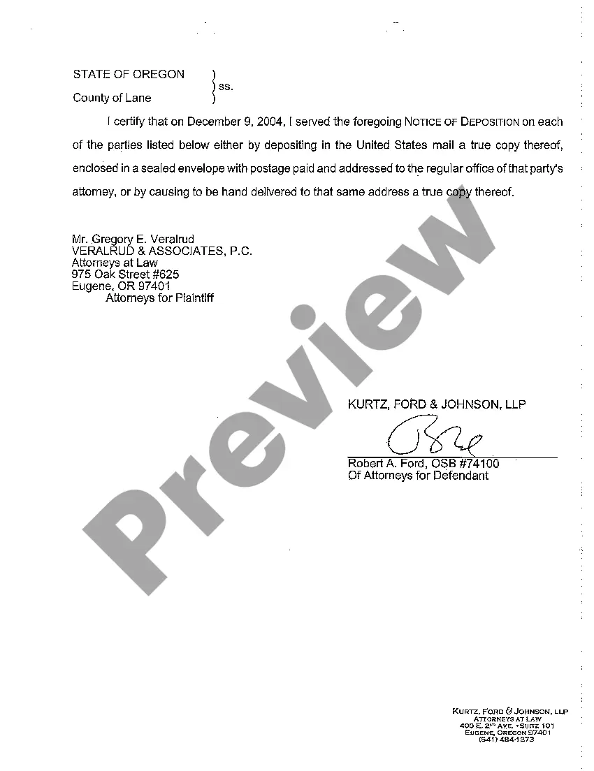 Preview A03 Notice of Defendant's Deposition