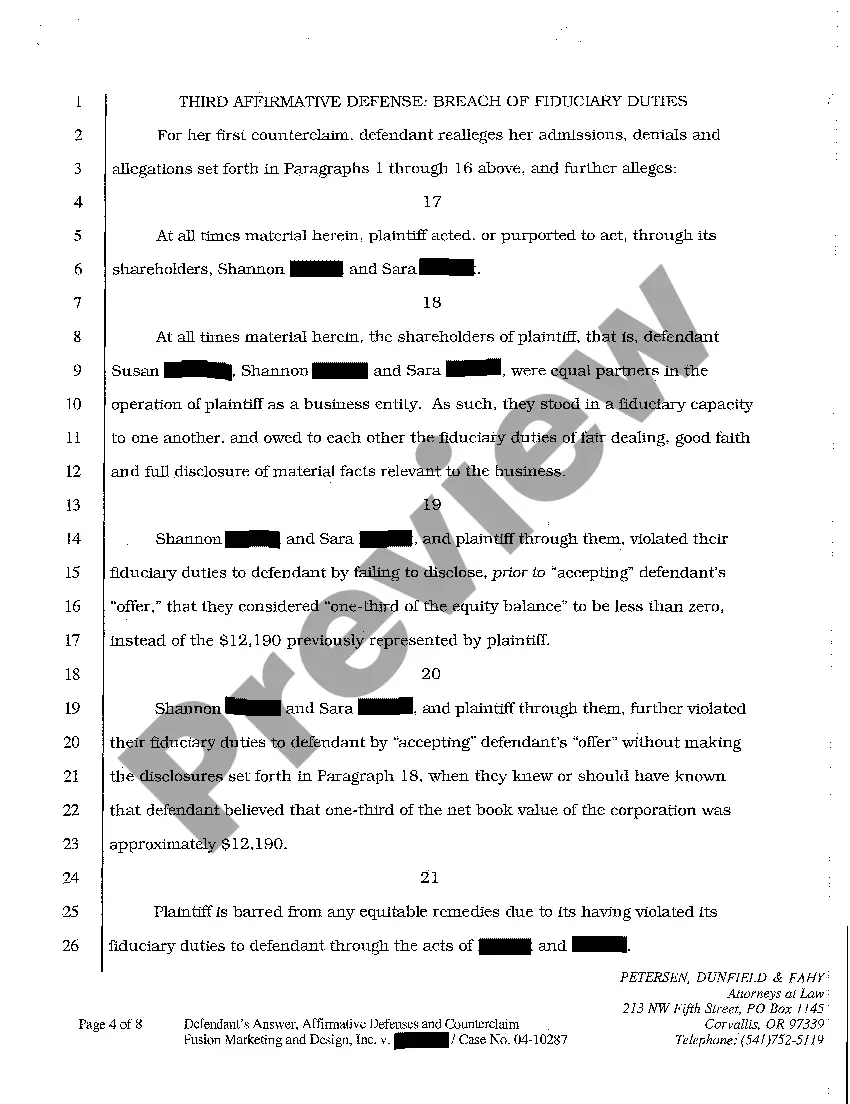 Preview A02 Defendant's Answer, Affirmative Defenses, and Counterclaim