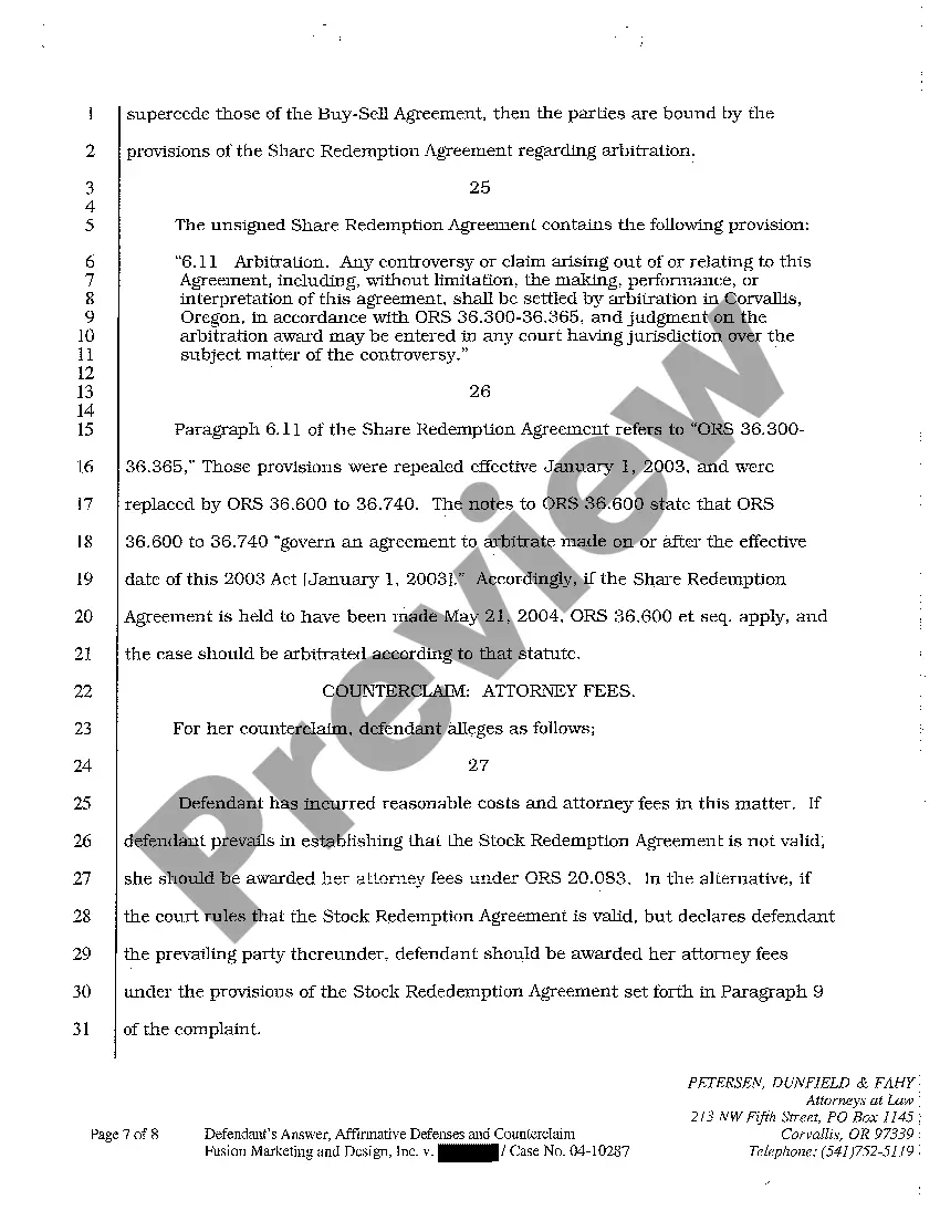 Preview A02 Defendant's Answer, Affirmative Defenses, and Counterclaim