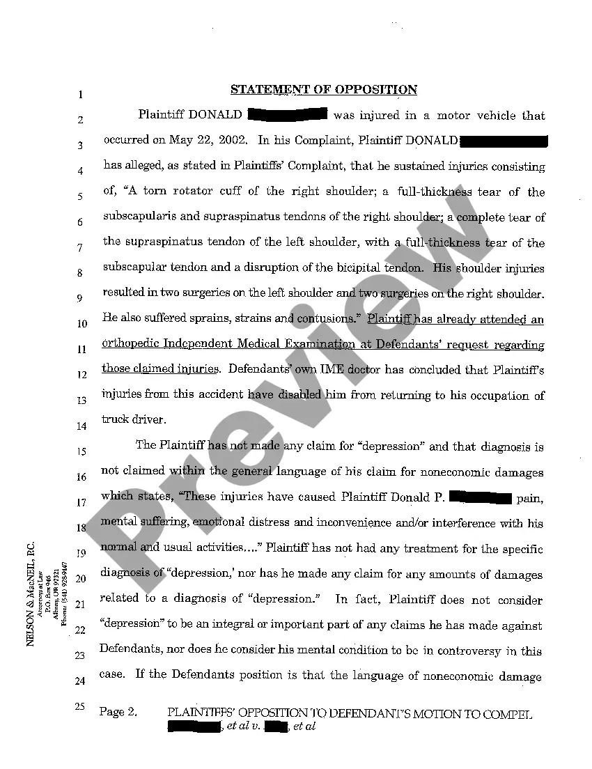 Get A12 Plaintiffs' Opposition to Defendants Motion to Compel Psychiatric Evaluation Preview A12 Plaintiffs' Opposition to Defendants Motion to Compel Psychiatric Evaluation