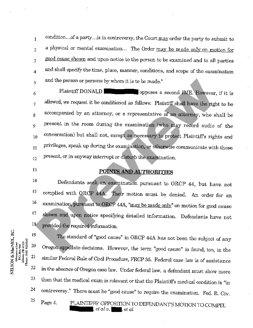 Get A12 Plaintiffs' Opposition to Defendants Motion to Compel Psychiatric Evaluation Preview A12 Plaintiffs' Opposition to Defendants Motion to Compel Psychiatric Evaluation