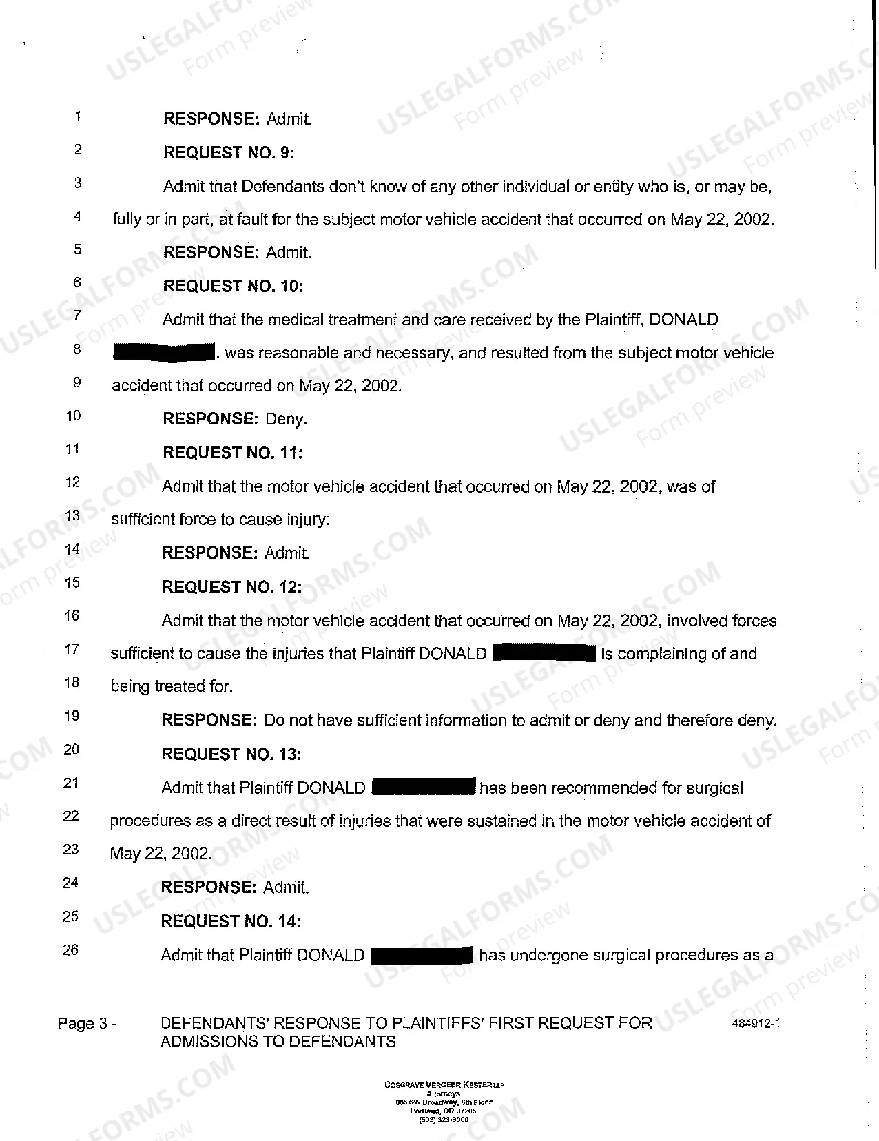 Preview A03 Defendants' Response to Plaintiffs' First Request for Admissions to Defendants