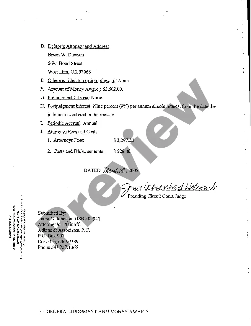 Preview A24 General Judgment and Money Award Against Defendant